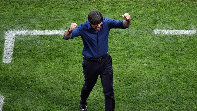 Germany's coach Joachim Loew reacts at full time.