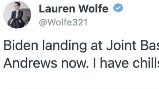 Lauren Wolfe's now-deleted tweet. Picture: Twitter