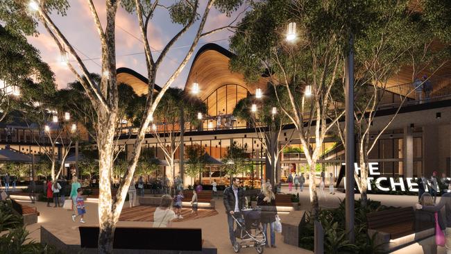 An artist’s impression of the new precinct to be called The Kitchens, at Robina Town Centre.