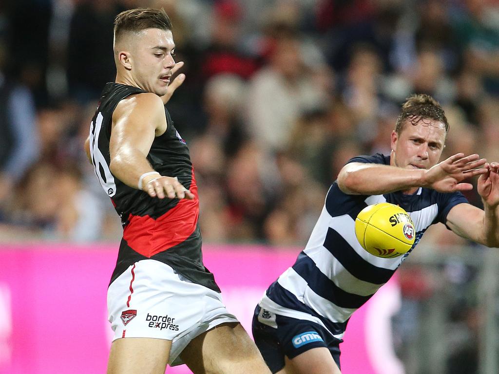 JLT Community Series. 07/03/2019. Geelong vs Essendon at GMHBA Stadium.  Essendon's Sam Draper   . Pic: Michael Klein