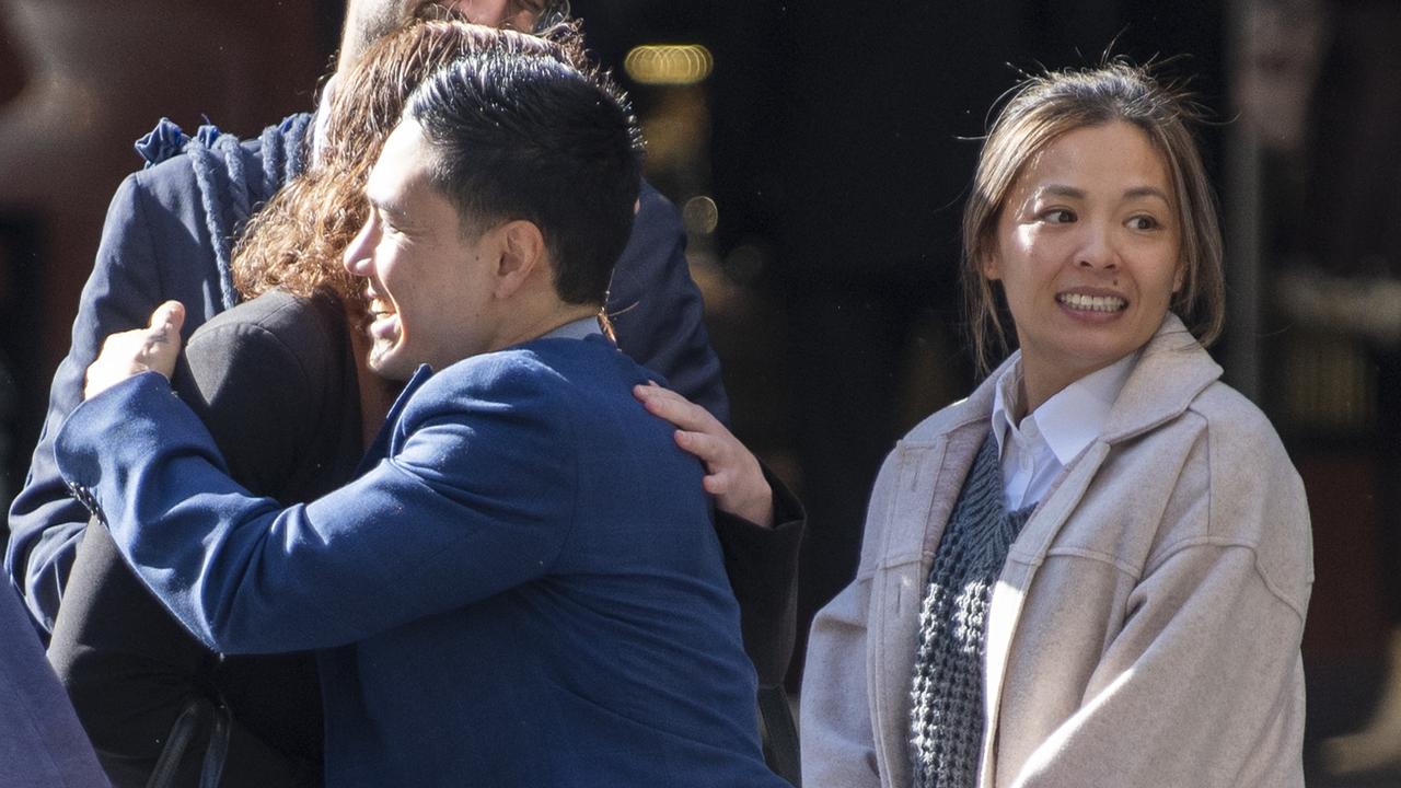 The couple hugged their lawyers after the verdict was delivered. Picture: NCA NewsWire / Simon Bullard
