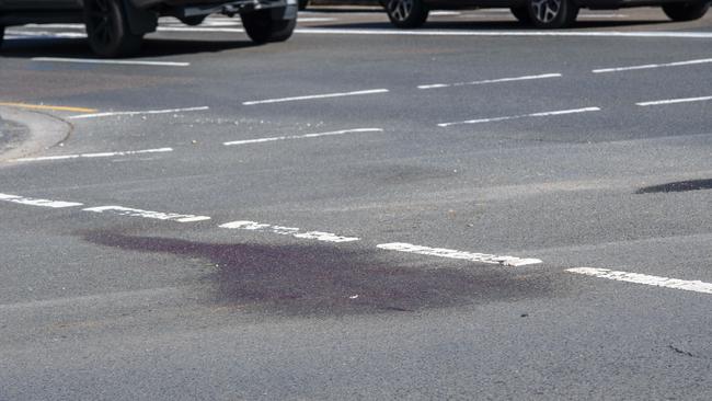 Blood stains left on the road in Surry Hills. Picture: NewsWire / Monique Harmer