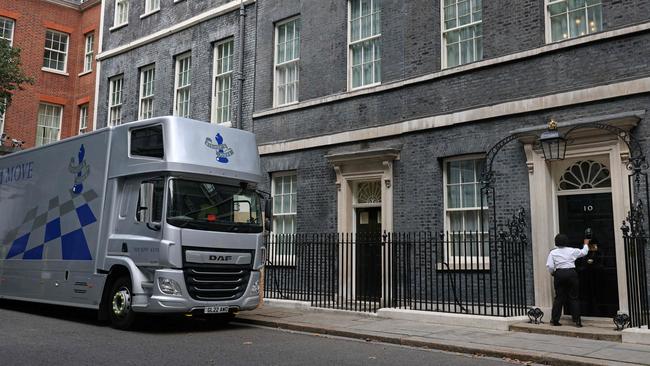 A removal van is pictured outside No.10 Downing Street, ahead of Britain's Prime Minister Boris Johnson’s departure from the leadership. Picture: AFP