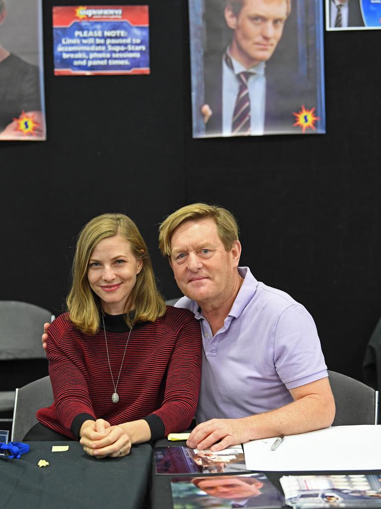 Actor Elizabeth Blackmore and Mark Strickson sign autographs. Picture: Tom Huntley