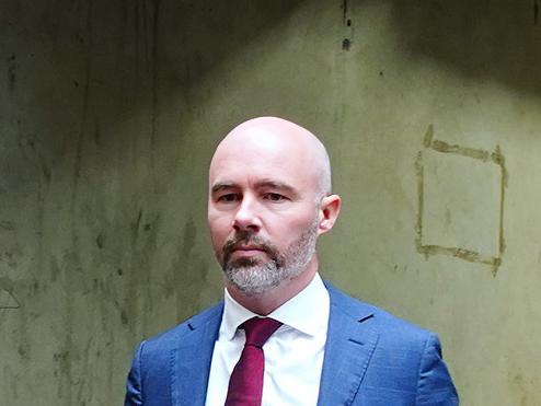 Photo of Mayfair 101 CEO, James Mawhinney leaving the Melbourne Magistrates Court on Tuesday 9 April 2024. photo Luis Enrique Ascui