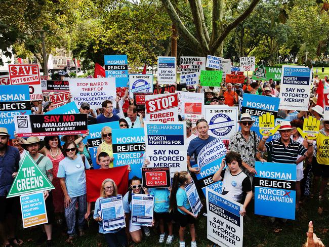 Supporters of the Save Our Councils Coalition turn out in force at the “Local Democracy — Not Dictatorship" rally at Hyde Park on Sunday. Picture: Braden Fastier