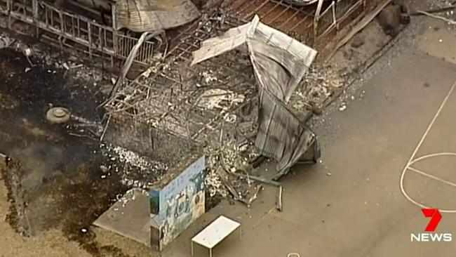 The remains of Clifton Creek Primary School after fire ripped through the town.