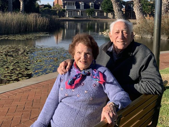 Elsie and Allan Teitzel, West Lakes, are celebrating 70 years of marriage on May 30. Picture: Paula Thompson