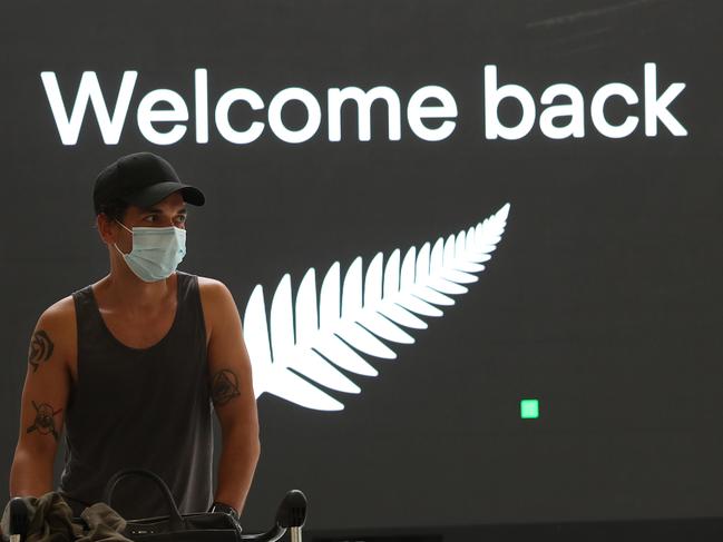 New Zealanders on Air New Zealand flight NZ103 return to Sydney Airport from Auckland. Kiwis who have not been in a designated Covid-19 hotspot in the past 14 days will be able to travel to Australia without needing to go into quarantine. Picture: Brett Costello