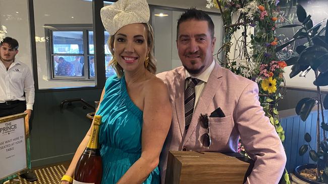 Lyndall Allan and Scott Norrish, winners of the best dressed competition at The Prince of Merewether, Newcastle. Pic: Amy Ziniak