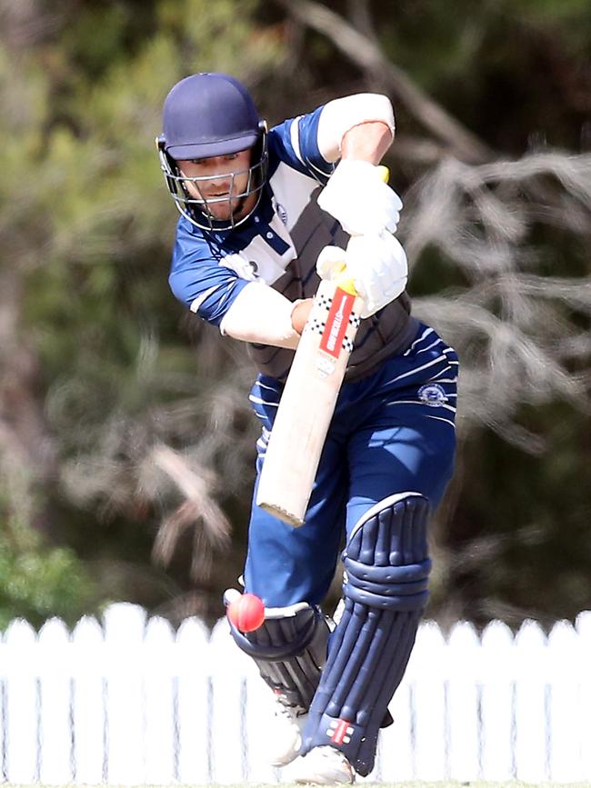 Broadbeach Robina (in blue) vs Southport Labrador cricket at Southport's Golden Wheel Park. Trent Keep. 3 December 2022 Arundel Picture by Richard Gosling