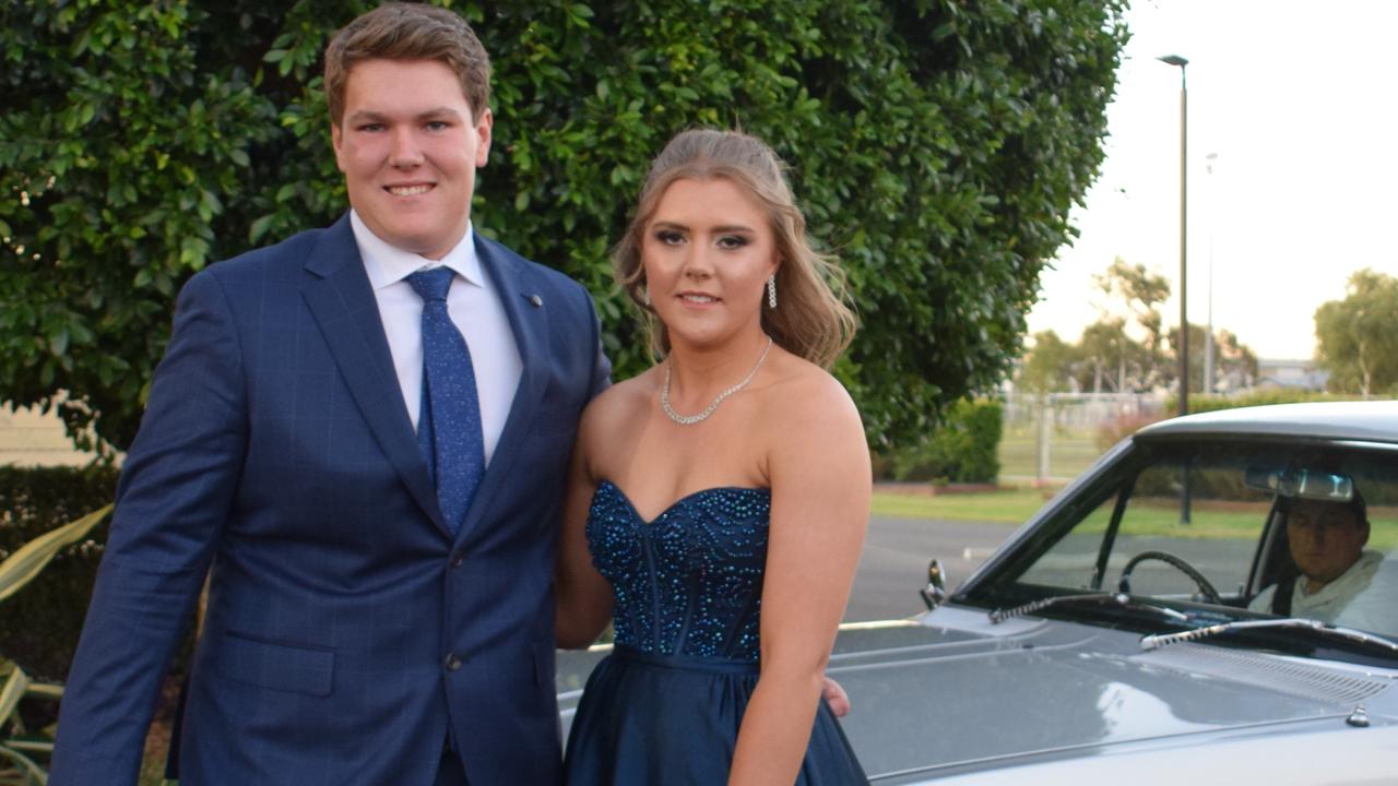 Kurt Clarke and Emma Lindsay stunned out on the red carpet at Our Lady of Southern Cross College's formal for 2023. Picture: Emily Devon