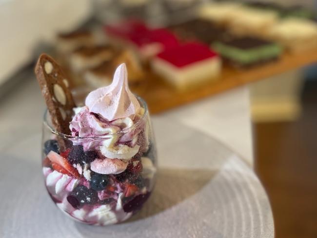 Fresh berry Eton mess and slices from the kitchen of the Portarlington Golf Club.