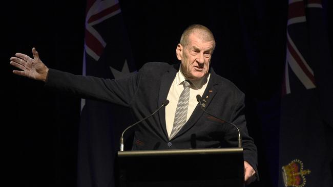 Former Victorian Premier Jeff Kennett at the Liberal Party State Council at Moonee Valley Racecourse. Picture: Andrew Henshaw