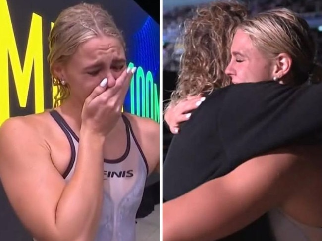 Shayna Jack broke down after achieving a lifelong dream. Photos: Channel 9.