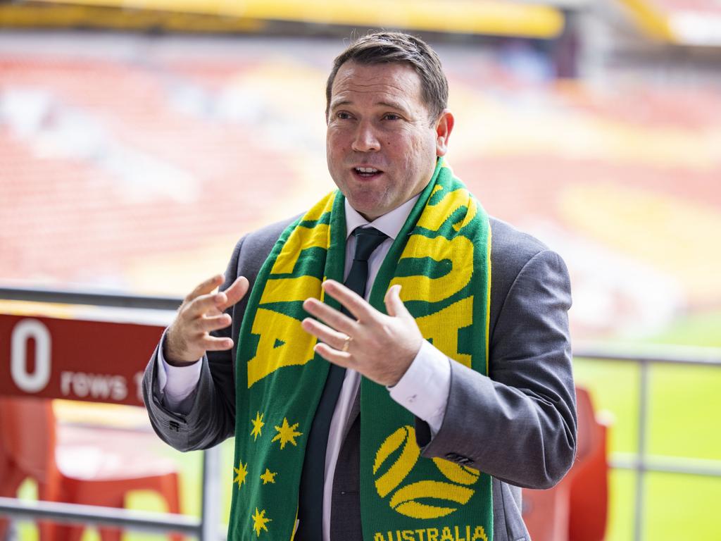 FA boss James Johnson announces the Matildas will play at Suncorp Stadium in September. Picture: Glenn Hunt/Getty Images