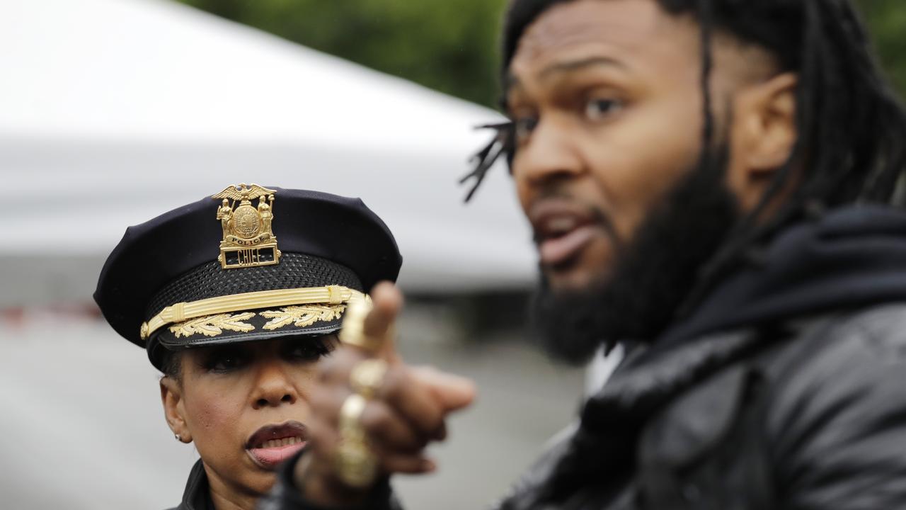 Activist Raz Simone (right) has become a leader of Seattle’s CHOP. Picture: Elaine Thompson/AP