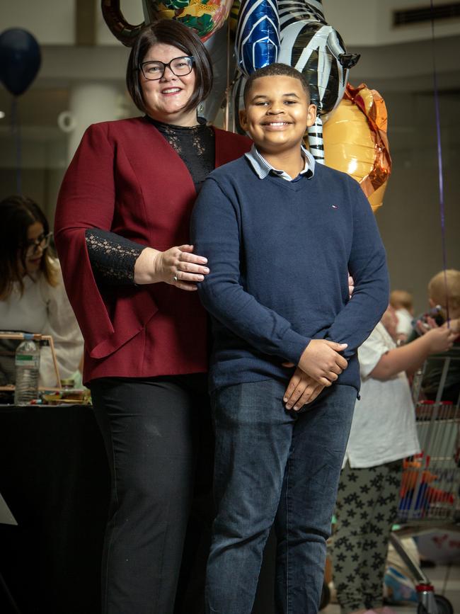 State Tourism Minister Zoe Bettison with her son Hugo, 13. Picture: Emma Brasier