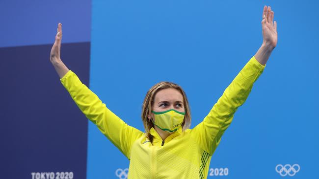 Aussie swimming star Ariarne Titmus in Tokyo. Picture: Getty Images