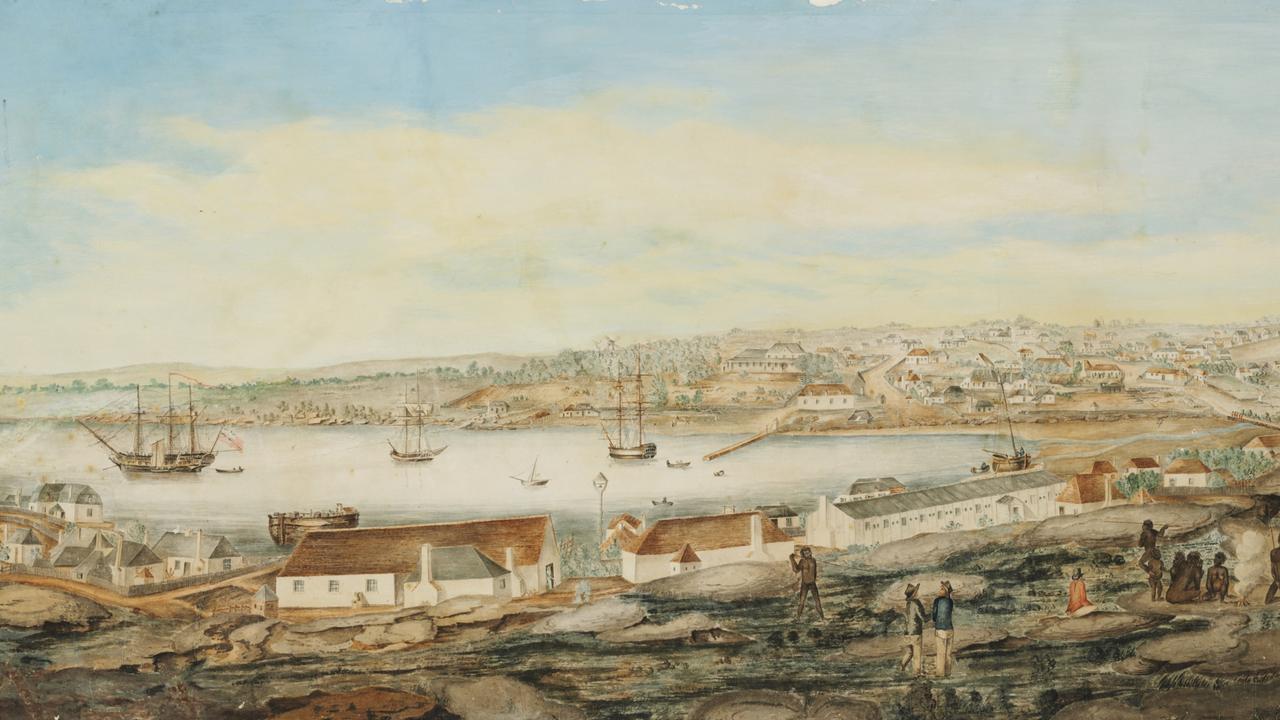 A painting of what the jail looked like, with the site facing the harbour.