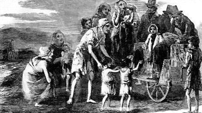 A scene depicting the potato famine.