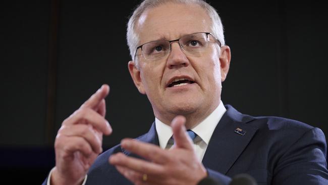 Prime Minister Scott Morrison at the National Press Club. Picture: Rohan Thomson/Getty Images