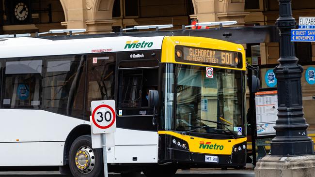 A metro bus at Elizabeth Street Mall. Picture: Linda Higginson