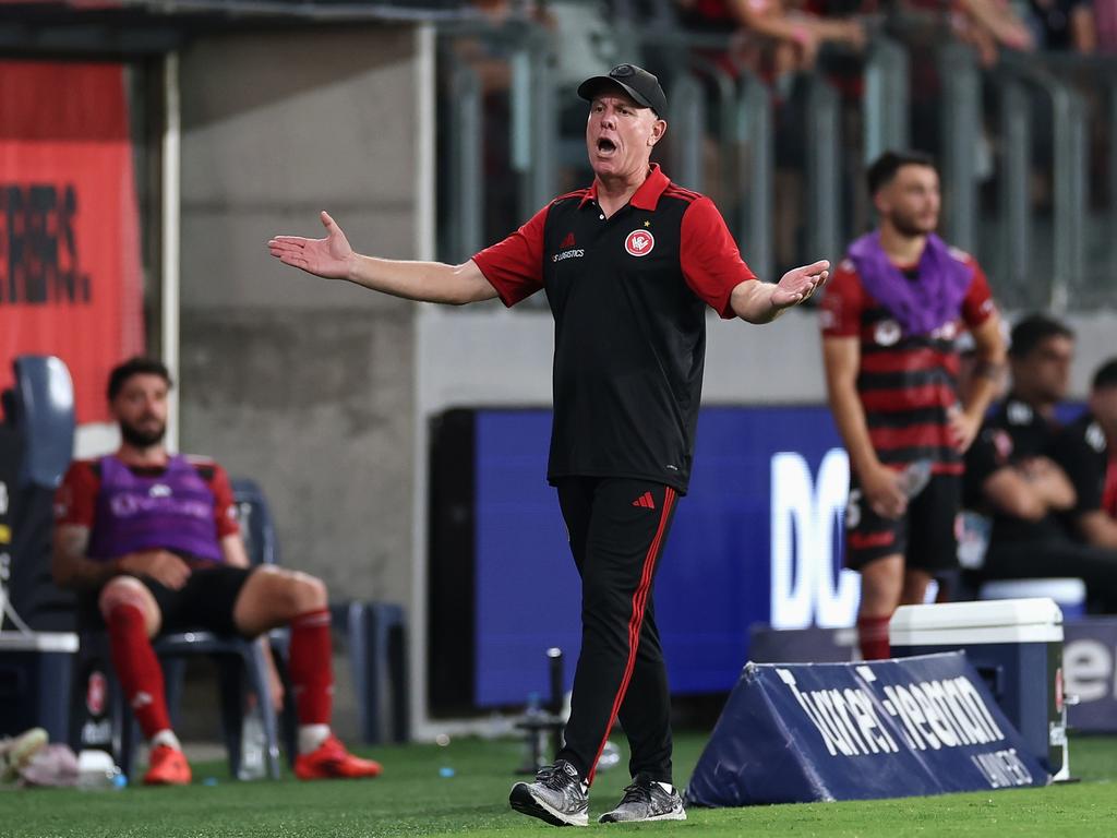 Wanderers head coach Alen Stajcic was given a red card. Picture: Getty