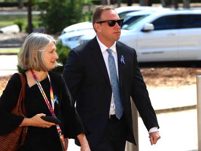 Deputy Premier Steven Miles at the memorial service with full police honours for constables Rachel McCrow and Matthew Arnold at Brisbane Entertainment Centre. Picture: David Clark