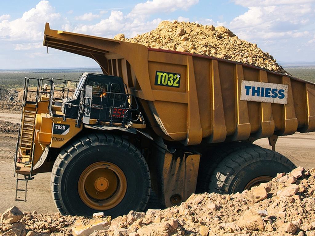 Thiess truck at Caval Ridge open cut mine, Moranbah. Median earnings in mining across the country were $2497 per week as of August 2022, far above the $600 per week in food services.