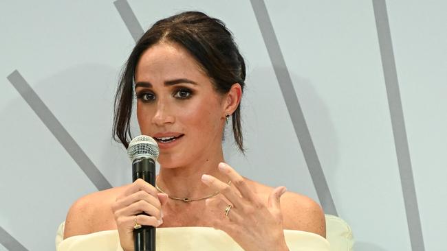 NEW YORK, NEW YORK - OCTOBER 10: Meghan, Duchess of Sussex speaks onstage at The Archewell Foundation ParentsÃ¢â¬â¢ Summit: Mental Wellness in the Digital Age during Project Healthy Minds' World Mental Health Day Festival 2023 at Hudson Yards on October 10, 2023 in New York City. (Photo by Bryan Bedder/Getty Images for Project Healthy Minds)