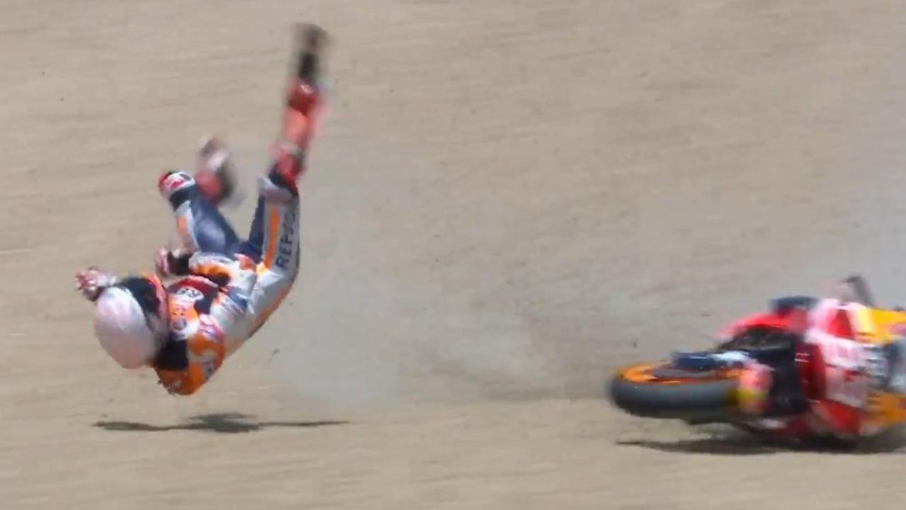 moto-gp-2020-marc-marquez-crash-video-injury-fabio-quartararo-wins