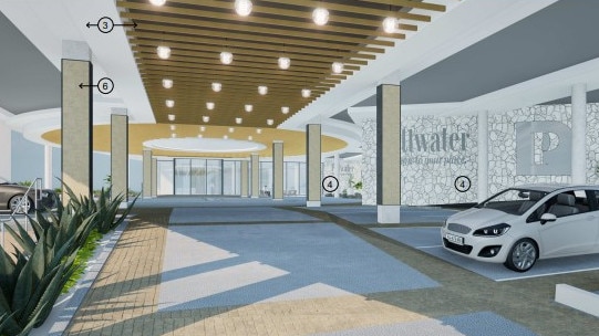An artist's impression of the proposed new entrance at Pittwater RSL Club at Mona Vale. Picture: Bergstrom Architects