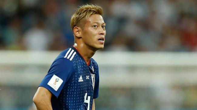 Keisuke Honda in action for Japan against Belgium in their Round of 16 clash at the World Cup in Russia.