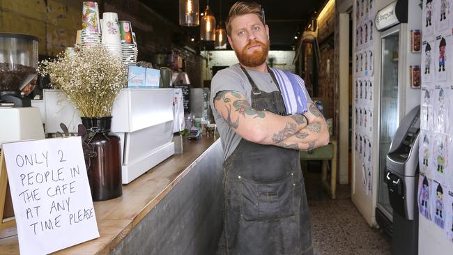 Cafe owner Dan Watson is doing his best to keep his cafe, Mr Tuppy, operating in Elwood. Picture: Wayne Taylor