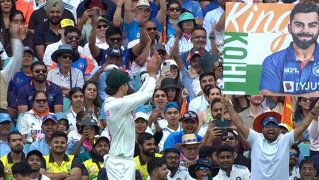 Sam Konstas applauds the crowd. Photo: Fox Cricket.