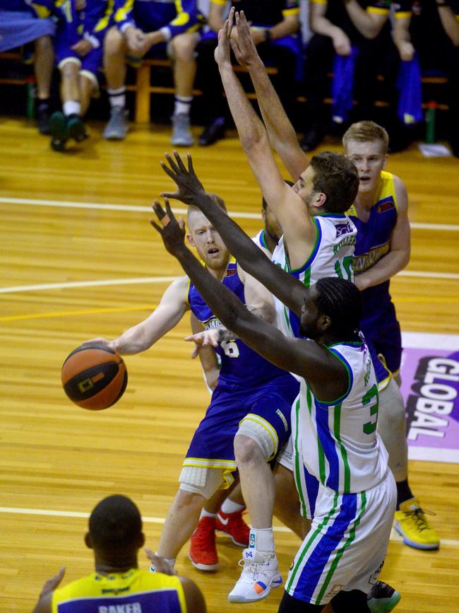 Queensland Basketball League quarter finals at Townsville Basketball Stadium. Townsville Heat against Gold Coast Rollers. Heat's Josh Wilcher. Picture: Evan Morgan