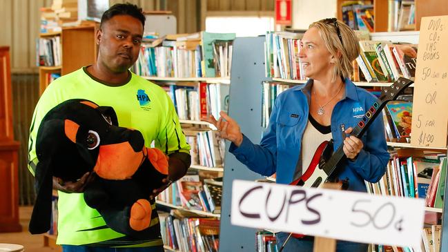 Site Manager Anup Christy (L) and Operations Manager Karen Bouharis at the HPA Recycle shop at Shoal Bay. Picture GLENN CAMPBELL