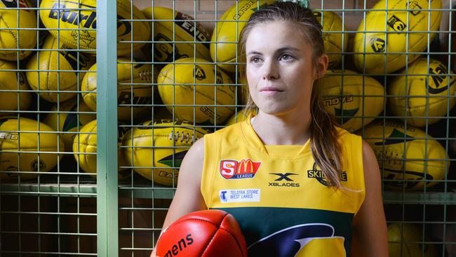 Former GWS player Stephanie Walker at Woodville Oval. Picture: AAP/Brenton Edwards