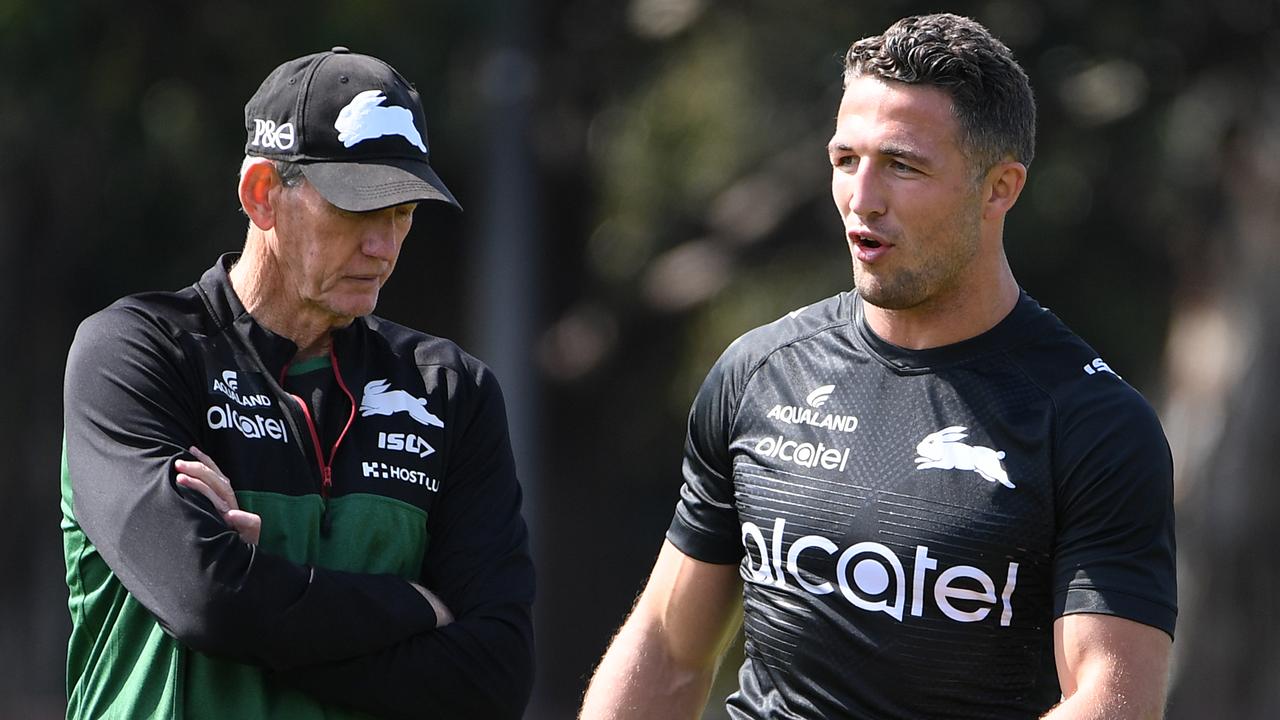 Wayne Bennett is keen for Sam Burgess to join his coaching staff at the Dolphins. Picture: AAP Image/Joel Carrett