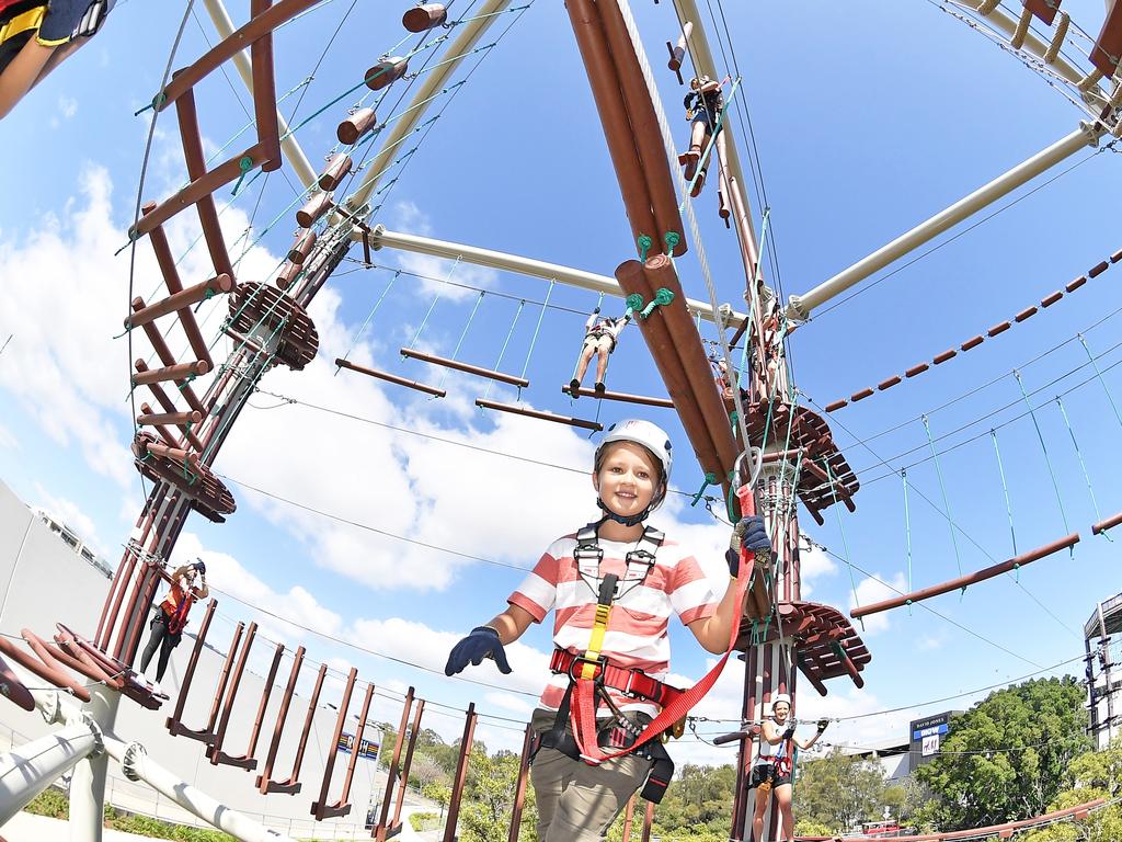 official opening of the much-anticipated Next Level Australias largest high ropes course located on Cornmeal Creek at Sunshine Plaza. Picture: Patrick Woods.