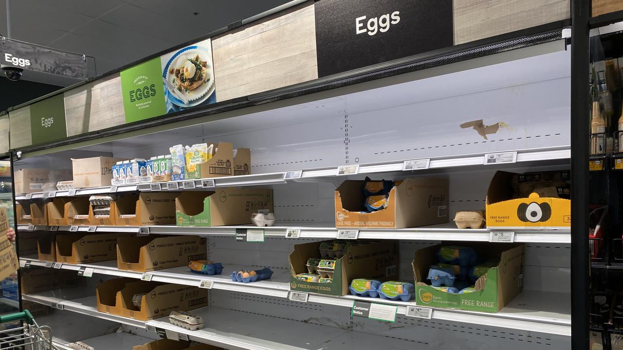 Egg shelves are bare in Woolworths Watergardens, Taylors Lakes, after supply issues have been affected following a breakout of bird flu in Victoria. Picture: Supplied