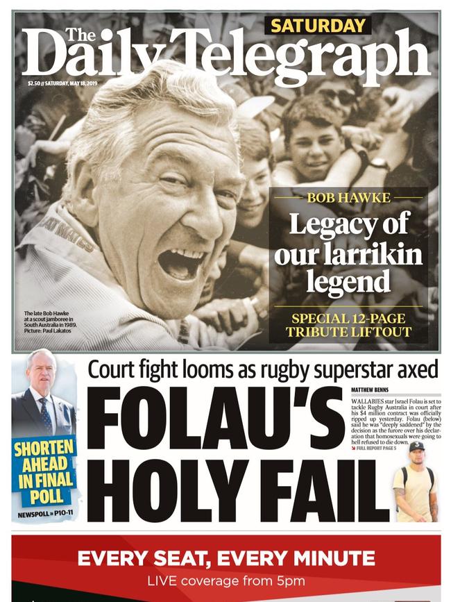 Daily Telegraph front page for May 18