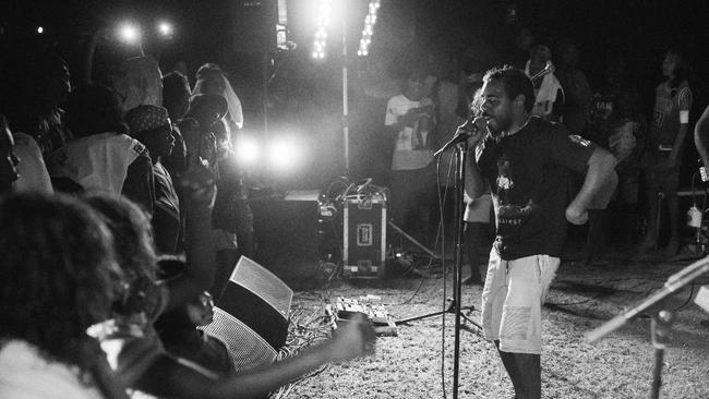 Black Rock Band performing in Jilkminggan as part of the 2022 Guts Tour. Photographer Credit: Sam Brumby