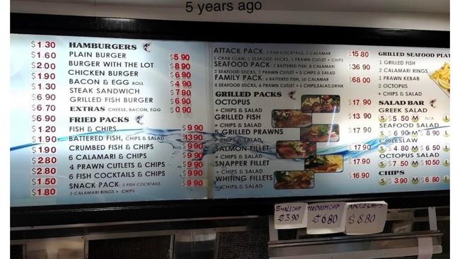 A customer took a photo of the menu board 5 years ago. Picture: Reddit.