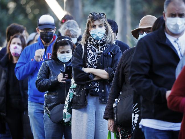 SUNDAY TELEGRAPH - 26/6/21Sydneysiders line up the Homebush Vaccination Centre to get their COVID-19 jab. Picture: Sam Ruttyn