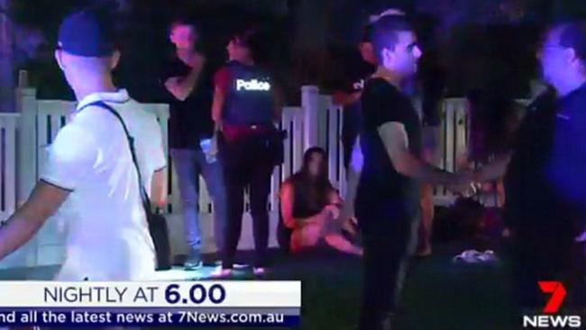 Police turn up to a wild brawl on Saturday night. Picture: Channel 7