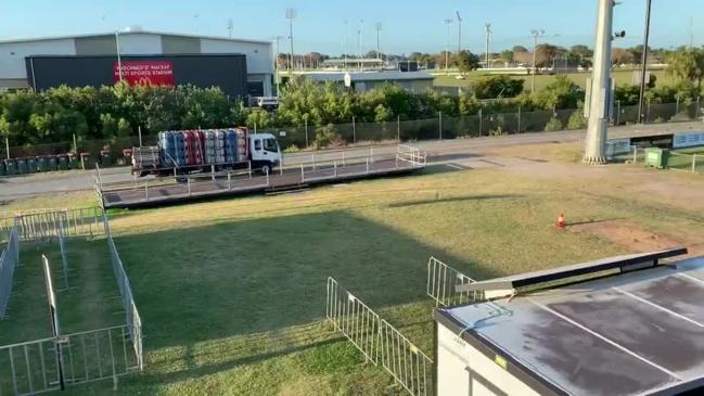 Seating arrives at BB Print Stadium ahead of NRL semi-finals in Mackay