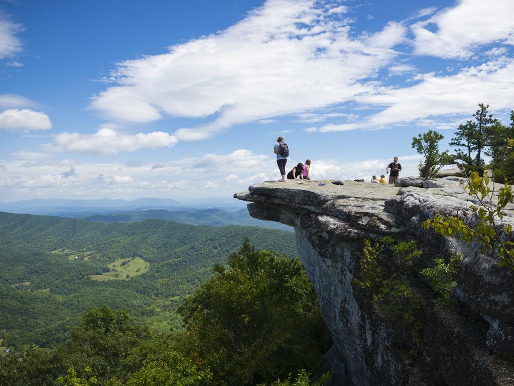 Hikers at McAfee Knob on Appalachian Trail in Virginia