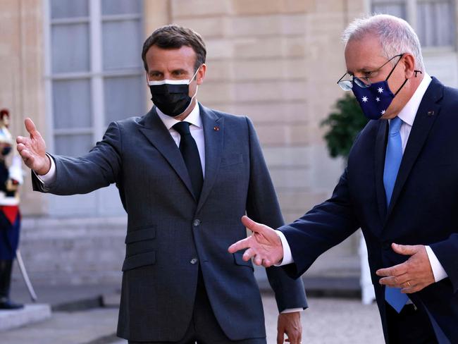 Scott Morrison said Emmanuel Macron had led the way over climate change. Picture: AFP